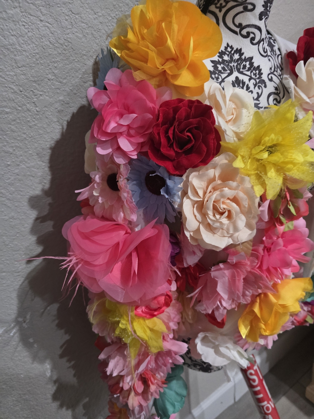 Fashion Nova Cream Floral Appliqué Shrug with Pink & Red Flowers - Picture 7 of 11
